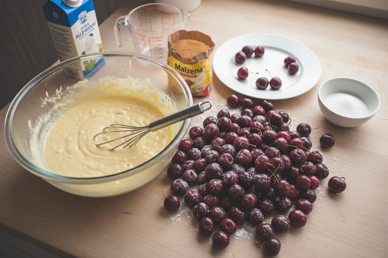 Préparation de la recette : clafoutis sans œuf
