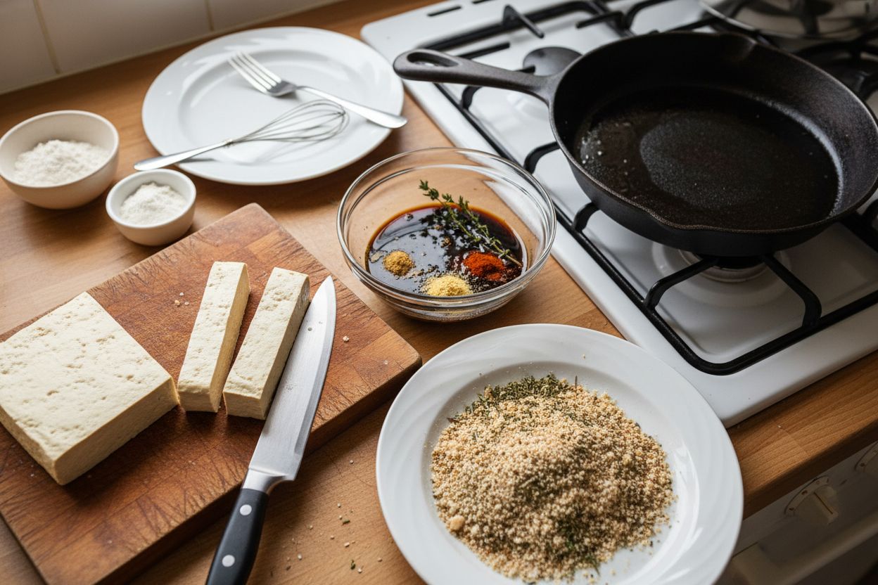 Préparation de la recette : escalope végétale panée