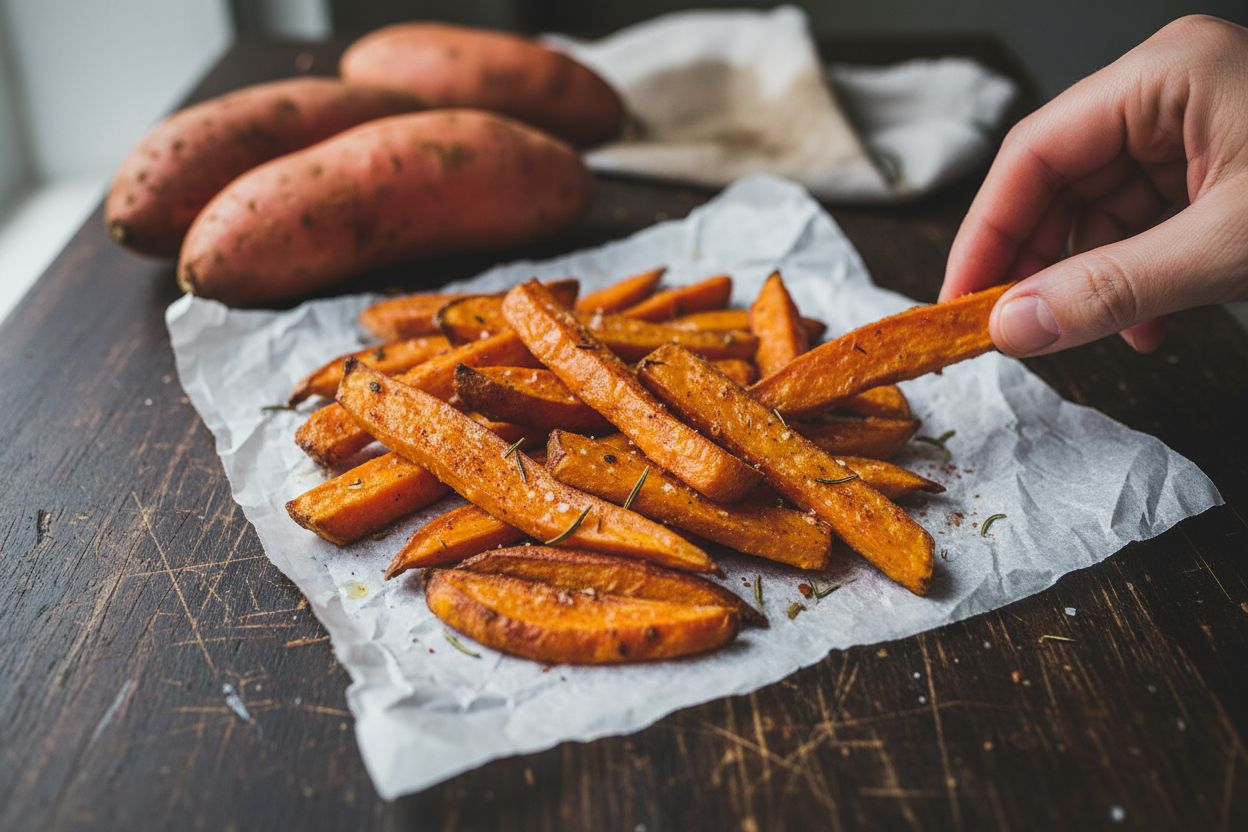 Frites de patate douce à l'air fryer terminé