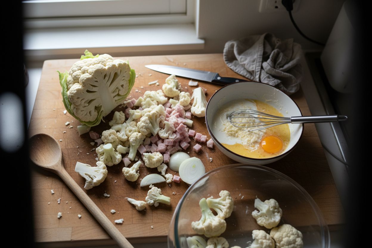 Préparation de la recette : gratin de chou-fleur sans béchamel