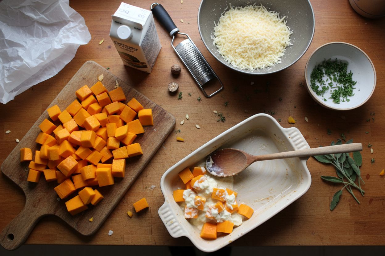 Préparation de la recette : gratin de potiron