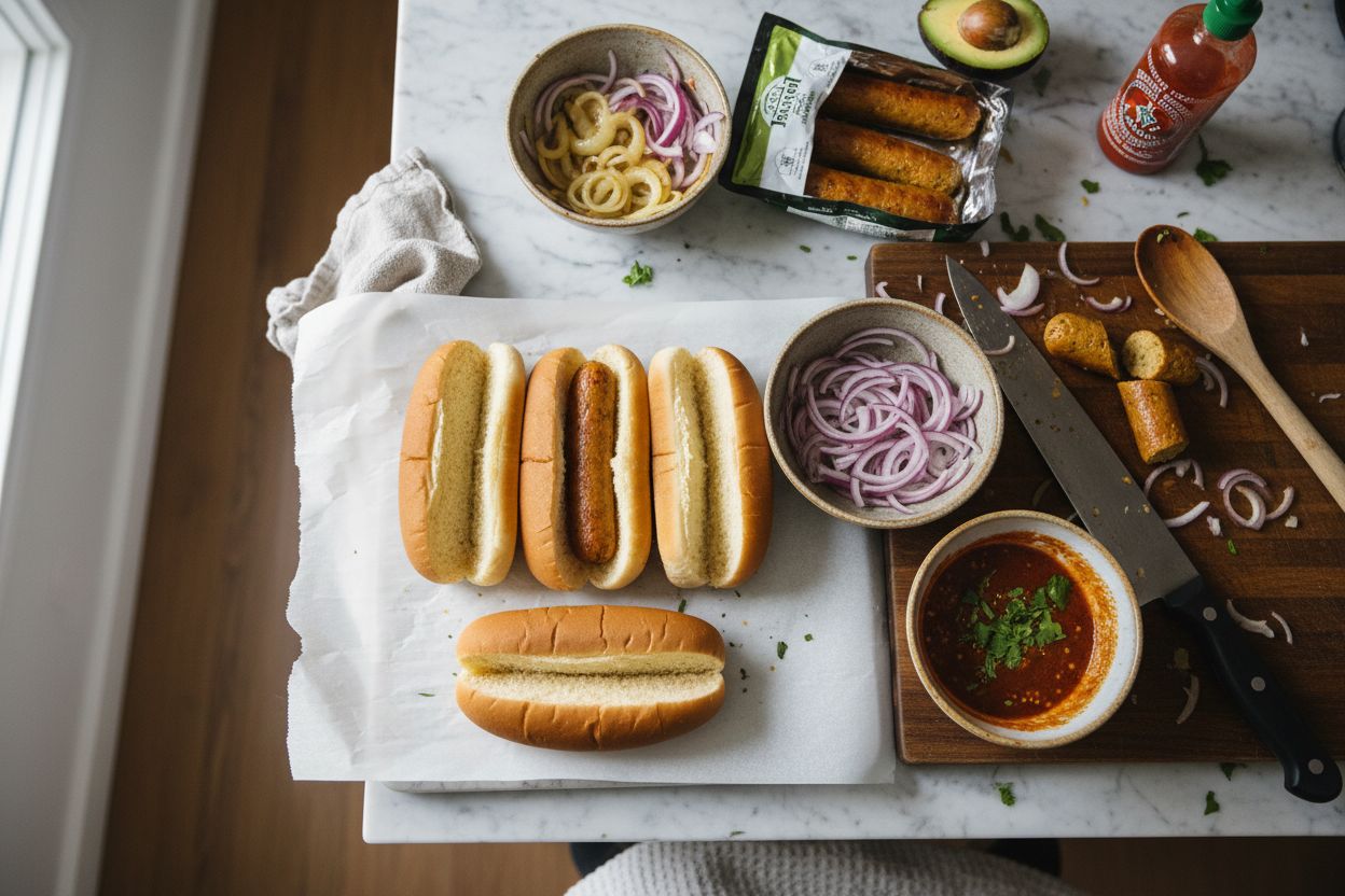 Préparation de la recette : hot dog végétarien