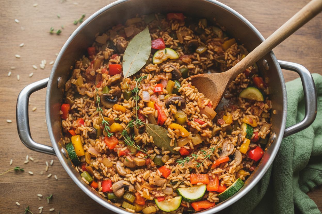 Jambalaya végétarien terminé