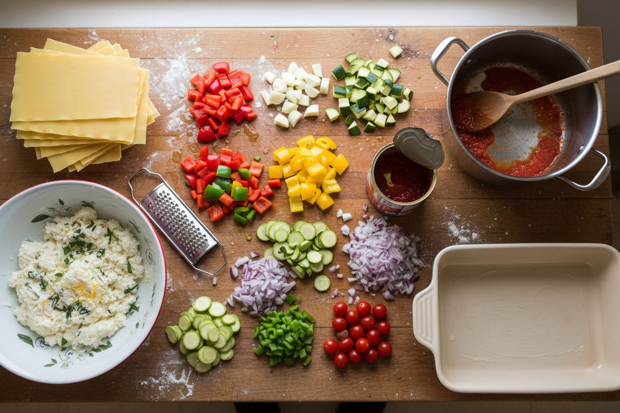 Préparation de la recette : lasagnes sans béchamel