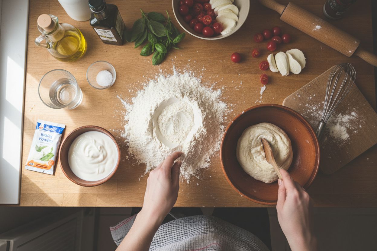 Préparation de la recette : pâte à pizza sans levure