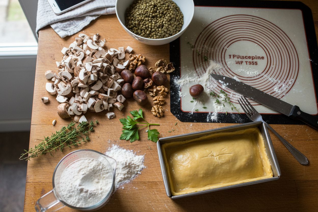 Préparation de la recette : pâté en croûte végétarien