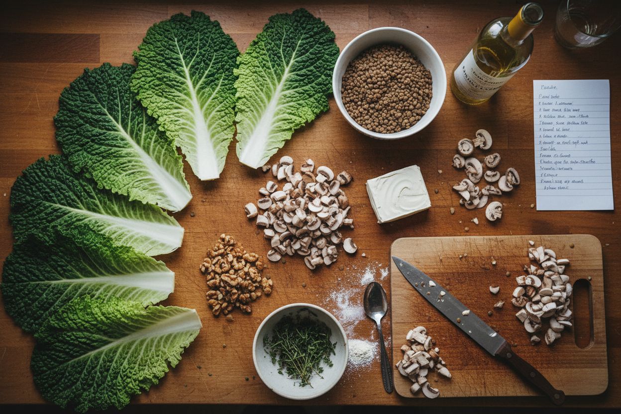 Préparation de la recette : paupiettes végétales aux champignons