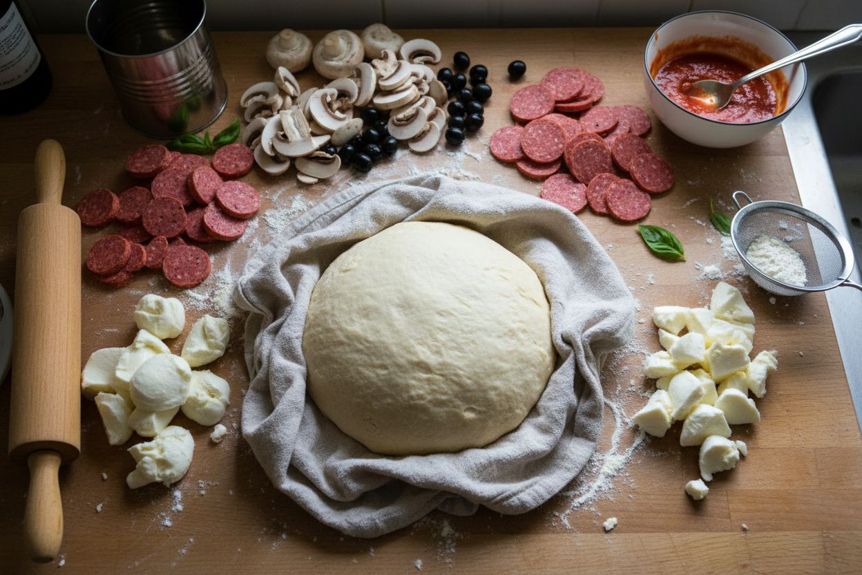 Préparation de la recette : pizza reine végétarienne au jambon végétal