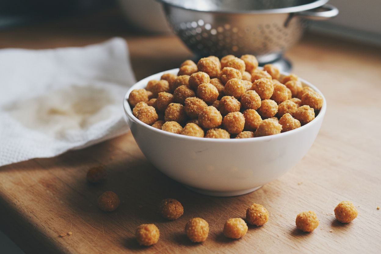 Pois chiches croustillants à l'air fryer terminé