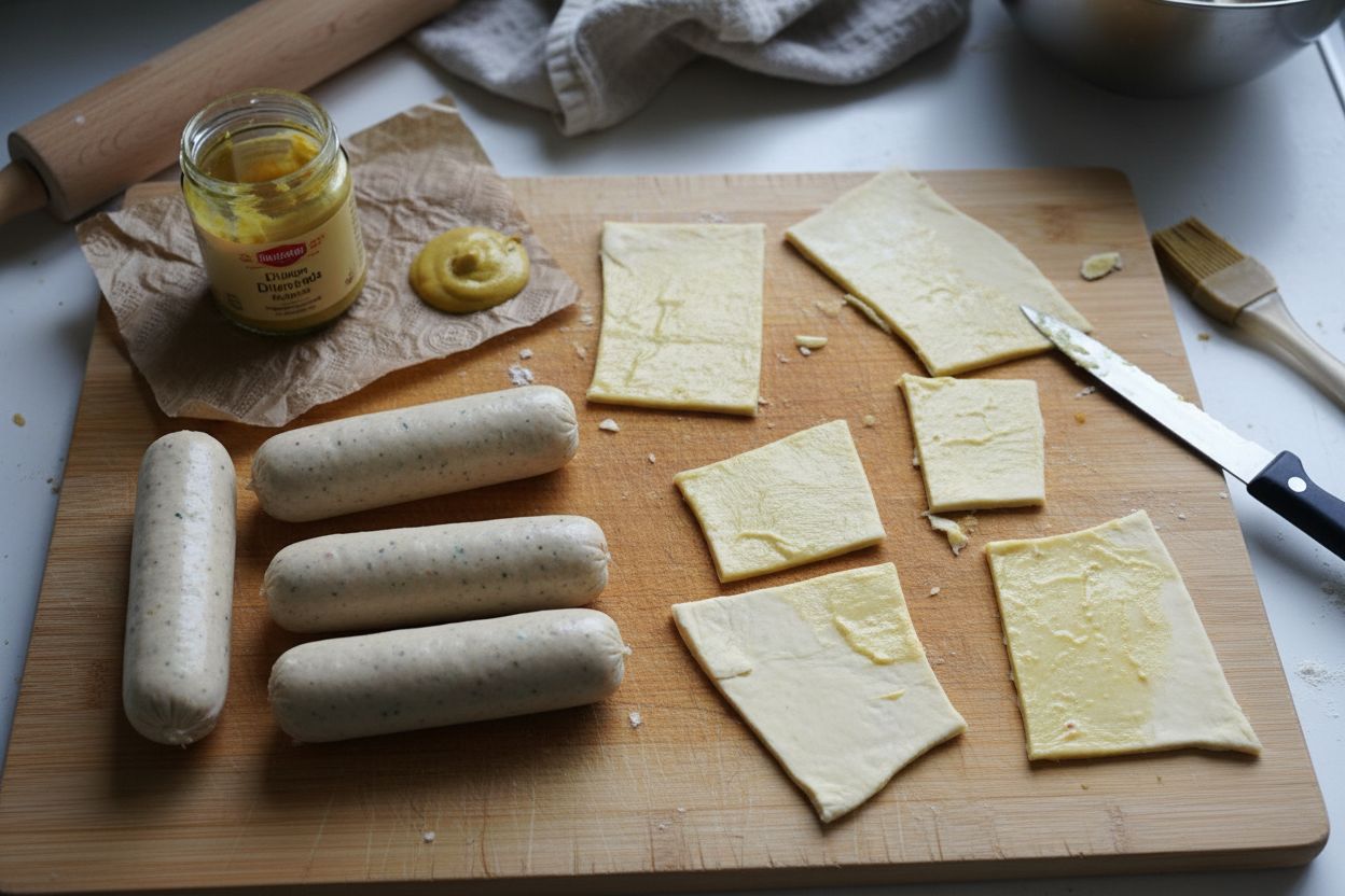 Préparation de la recette : saucisses végétales en pâte