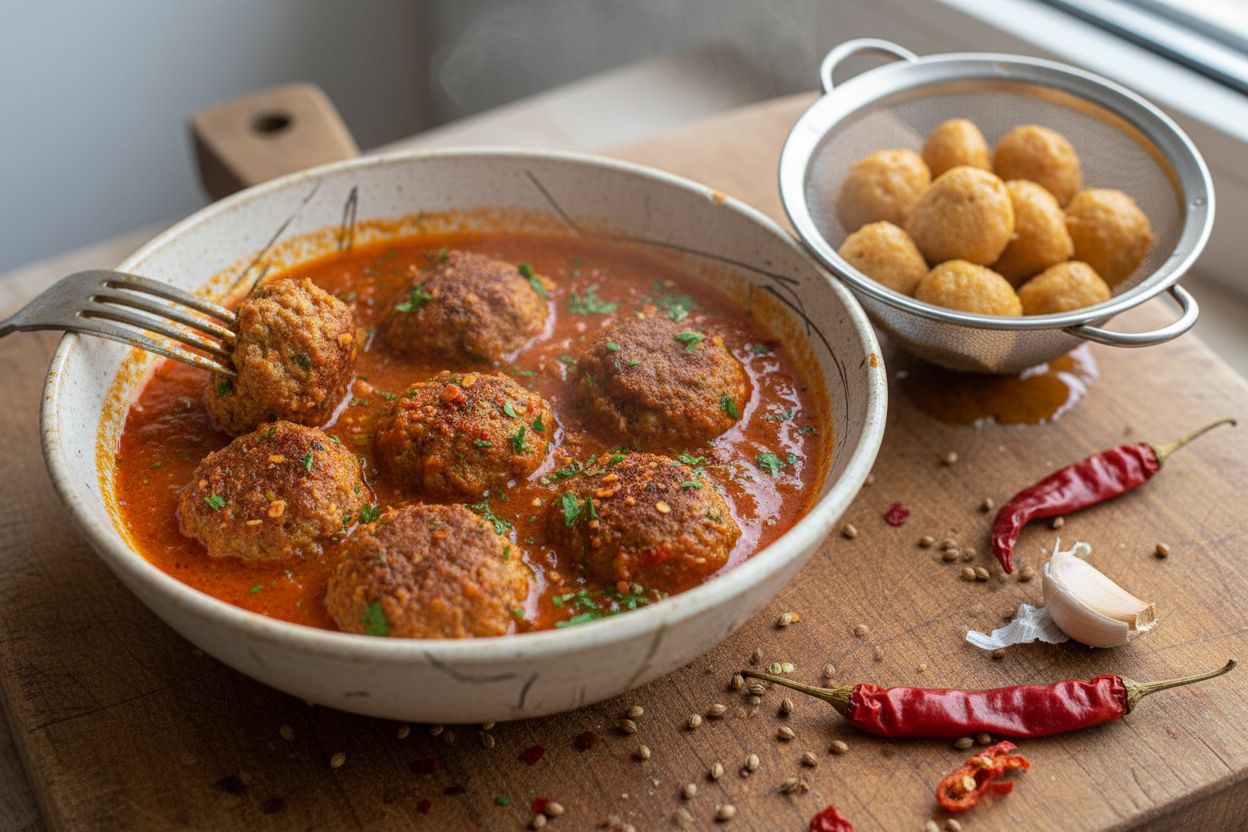Ojja tunisienne aux boulettes de soja terminé