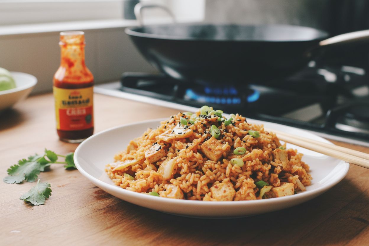 Riz frit au kimchi terminé