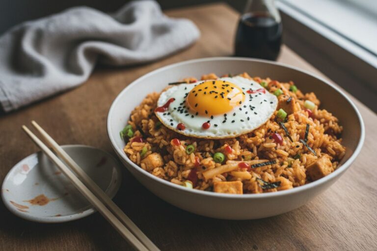 Recette Riz Frit Coréen Végétarien Kimchi Facile et Rapide